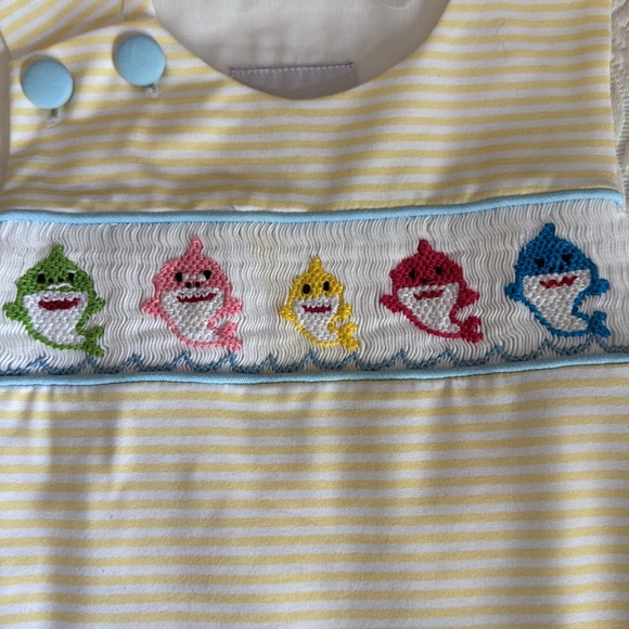 Babeeni Striped Yellow Kids Top with BabyShark Design, 12M - Picture 5 of 7